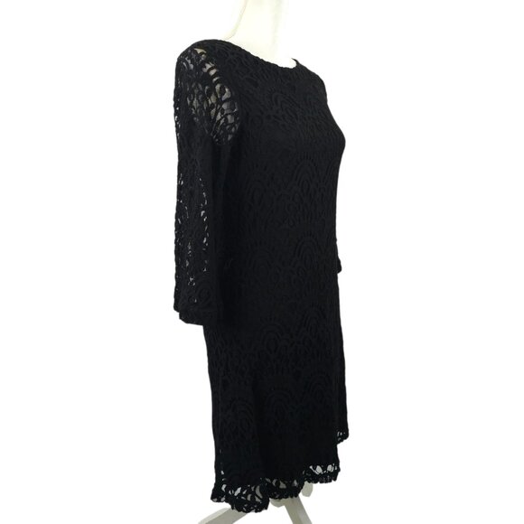 Sharagano Dresses & Skirts - Sharagano Classic Floral Lace Sheath Dress 6 Long Sleeve Scalloped Trim Cocktail